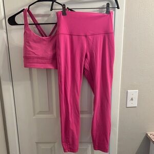 lululemon athletica Hot Pink Sports Bra and Leggings Set